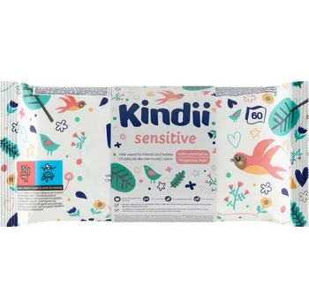 Dětská kosmetika Kindii Sensitive vlhčené ubrousky 3 x 180 ks