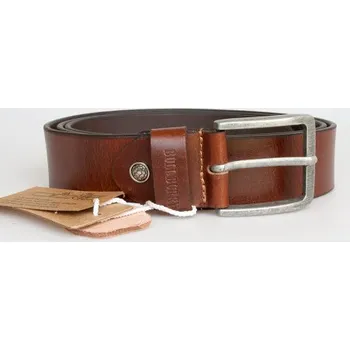 Opasek Kožený opasek Bullburry ze silné hnědé kůže, šířka 38 mm, délka 125 cm s přezkou silver antique