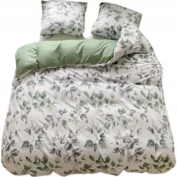 Povlečení GierekHoff POVLEČENÍ 200x220 OBOUSTRANNÉ BAVLNA 3DÍLNÁ SADA ZELENÁ/KVĚTINOVÁ