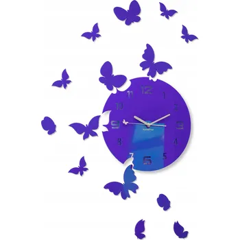 Hodiny Nástěnné hodiny motýli moderní fialové