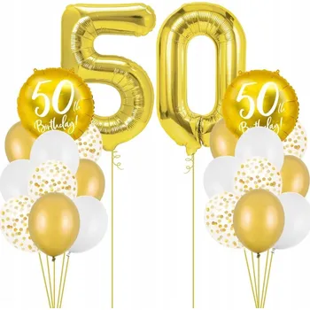 Party dekorace Balónková sada k 50. narozeninám, zlatá balónky narozeninová dekorace