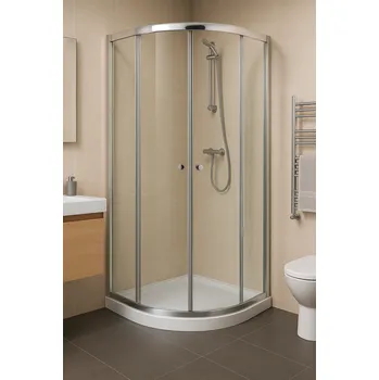 Čtvrtkruhový sprchový kout PURE S4 90x90 s dvoudílnými posuvnými dveřmi včetně sprchové vaničky z litého mramoru