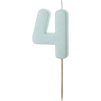 Dortová svíčka Svíčka na dort světle modrá "číslo 4", 5,5 cm