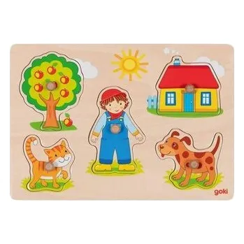 Dřevěná hračka Puzzle z uchwytami Kot, pies i inne zwierzęta