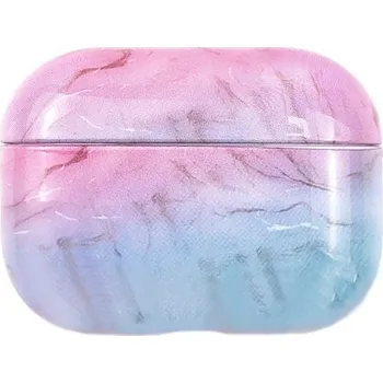Pouzdro na mobilní telefon Mramorový obal z tvrdého plastu pro AirPods Pro - modrorůžový