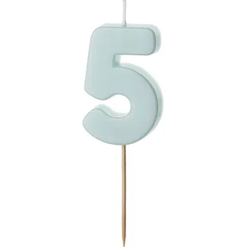 Dortová svíčka Svíčka na dort světle modrá "číslo 5", 5,5 cm
