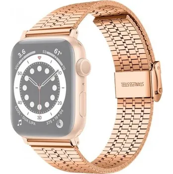 Řemínek na hodinky Široký řemínek z nerezové oceli pro Apple Watch 42mm / 41mm / 40mm / 38mm - růžovozlatý