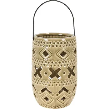 Zahradní dekorace Keramická lampa 23 cm s rukojetí zelená KO-095202930zele