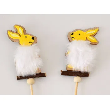 Velikonoční dekorace Zápich dřevěné dekorace s filcem - KRÁLÍČEK - vzor A