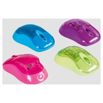 Ořezávátko dvojité PC myš, 4 barvy - velikost 8,6 x4,7cm