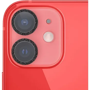 Tvrzené sklo se třpytivými rámečky k ochraně čoček fotoaparátu pro iPhone 12 - černé