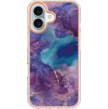 Pouzdro na mobilní telefon Mramorový ochranný kryt pro iPhone 16 - fialový