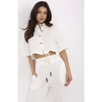 Ecru mušelínový komplet s krátkou košilí