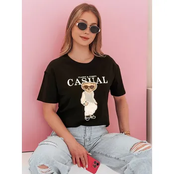 Dámská halenka Dámské tričko s medvídkem MISTREET RY2873 Barva: Černá, Velikost: L/XL