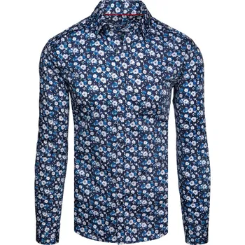 Pánská košile Vzorovaná pánská košile s potiskem s dlouhým rukávem DX2671 Barva: Nebeská, Velikost: XL