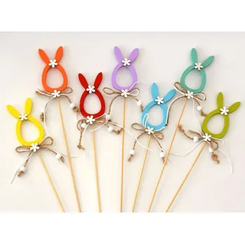 Velikonoční dekorace Zápich dřevěné dekorace - ZAJÍČEK VAJÍČKO - ORANŽOVÉ