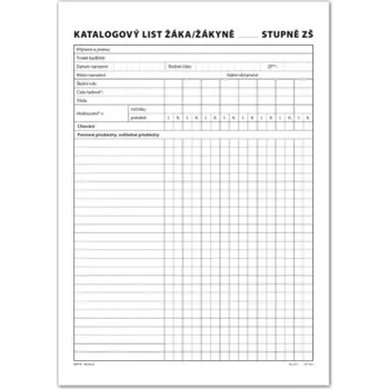 Katalogový list žáka univerzální pro 1. nebo 2. stupeň A4