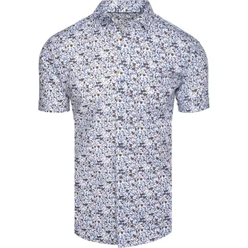 Pánská košile Vzorovaná pánská košile s potiskem s krátkým rukávem KX1075 Barva: Bílá, Velikost: M