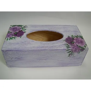 Krabice na papírové kapesníky - Růže ve fialové patině