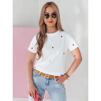 Dámské tričko Dámské tričko oversize se srdíčky ROMAFINA bílá
