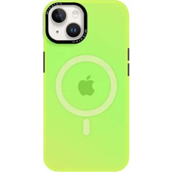 Pouzdro na mobilní telefon Měňavý kryt s rámečkem kolem čoček a MagSafe pro iPhone 14 - neonově zelený