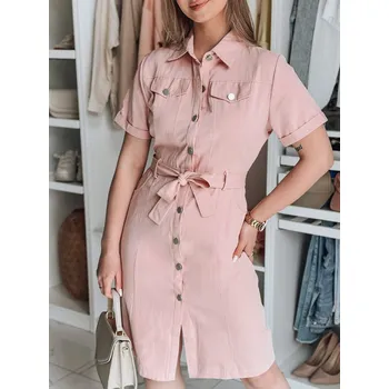 Dámské šaty Košilové šaty midi LOVE ME MIDI EY2593 Barva: Růžová, Velikost: M