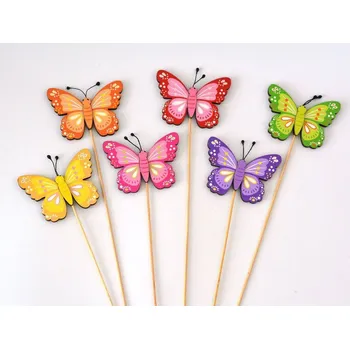 Party dekorace Zápich dřevěné dekorace - MOTÝLEK - FIALOVÝ