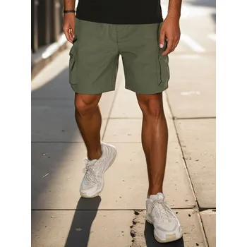 Pánské kraťasy Pánské šortky látkové s nakládanými kapsami SX2509 Barva: Zelená, Velikost: L