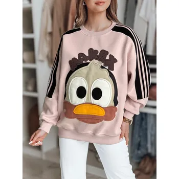 Dámská mikina Dámská mikina oversize s nášivkami CUTE MAKEX BY1489 Barva: Růžová, Velikost: ONE SIZE