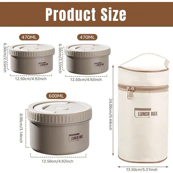 Svačinový box Termo bento box na oběd | jídelní krabička - Styl A-Coffee-3ks