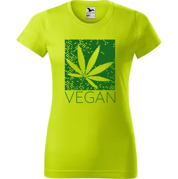 Dámské oblečení DOBRÝ TRIKO Dámské tričko s potiskem Vegan tráva Barva: Limetková, Velikost: XL