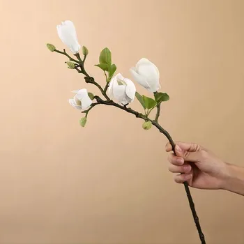 umělá květina Umělá magnolie hedvábná na stůl a do bytu | květinová dekorace - BÍLÝ