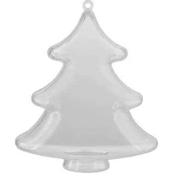 Vánoční dekorace Plastový stromeček dvoudílný na zavěšení 10,5x9 cm