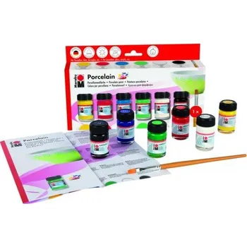 Speciální výtvarná barva Marabu Barvy na porcelán sada 6 x 15 ml 1x štětec