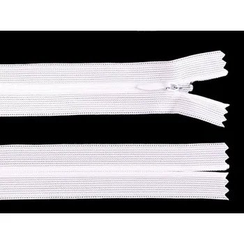 Zip Spirálový zip skrytý No 3 délka 50 cm dederon, malé, 101 bílá