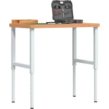 Dílenský stůl vidaXL Pracovní stůl 100 x 60 x (73–99,5) cm masivní buk obdélníkový [3309685] Barva: tmavě hnědá a bílá