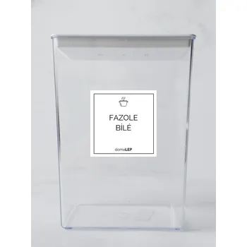 Speciální papír FAZOLE BÍLÉ - omyvatelná samolepka na dózu, výběr rozměrů Ø 5 cm / 5 x 5 cm / 6 x 8 cm | DomaLEP