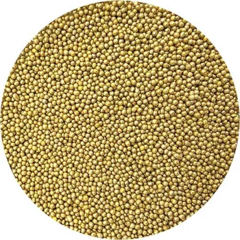 Jedlá dekorace na dort Cukrové perličky metalické zlaté III. 2mm 80g - I LOVE CAKES