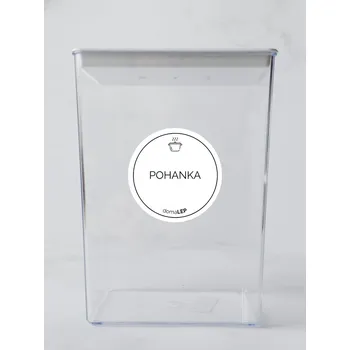 Speciální papír POHANKA – bílá samolepka na dózu, základní písmo, 5 cm | DomaLEP