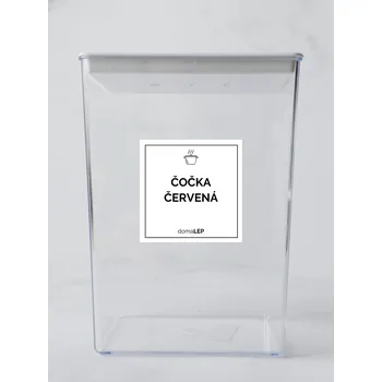 Speciální papír ČOČKA ČERVENÁ – bílá samolepka na dózu, tučné písmo, 5 × 5 cm | DomaLEP