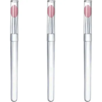 Kosmetický štětec Přenosný silikonový štětec na rtěnku s krytem | štětec na rty, kosmetický štětec - 3ks-01