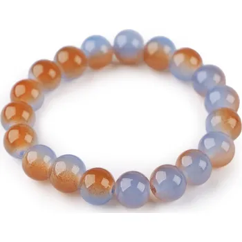 Náramek Náramek pružný ze skleněných korálků, malé, 5 modrá béžová