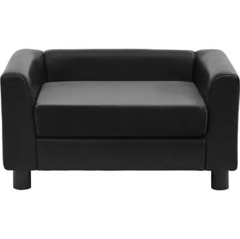 Pohovka Pohovka pro psa, černá, 60x43x30 cm, plyš a umělá kůže