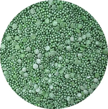 Jedlá dekorace na dort Cukrová zdobení metalické Zelené konfety mix 80g - I LOVE CAKES