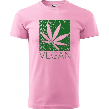 Pánské tričko DOBRÝ TRIKO Pánské tričko s potiskem Vegan tráva Velikost: M, Barva: Růžová