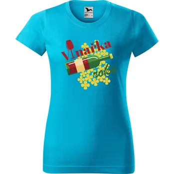 Dámské tričko DOBRÝ TRIKO Dámské tričko s potiskem Vinařka roku Barva: Tyrkysová, Velikost: S