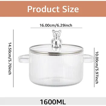 Hrnec Skleněný hrnec na pomalé vaření s poklicí | kuchyňské náčiní - 1600 ml bílá