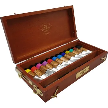 Olejová barva Charvin Olejové barvy Extra Fine 12x20ml dřevěný kufřík Intense příslušenství