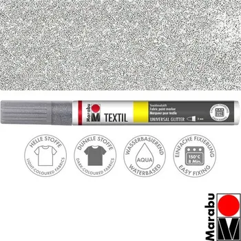 Popisovač na textil stříbrný glitrový 3 mm Marabu