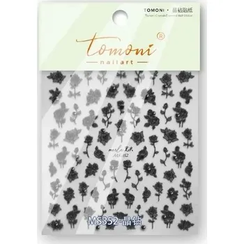 Umělé nehty Bílo černé samolepky s 3D ozdobami na nehty | ozdoby na nehty, dekorace - 1 ks MS-352